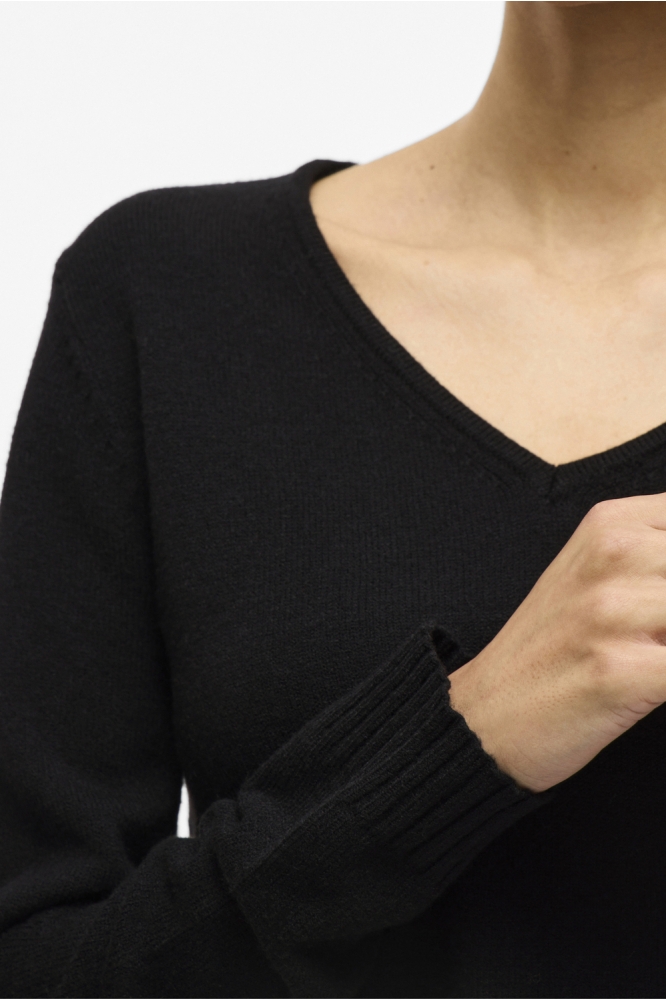 VIRIL L/S V-NECK KNIT TOP-NOOS 14042769 Black
